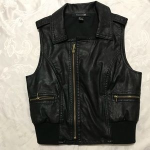 Awesome Cropped Faux Leather Vest